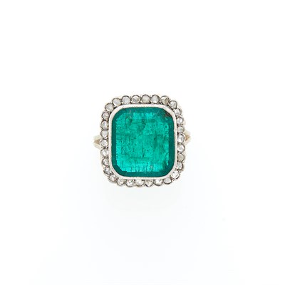 Lot 1066 - Platinum, Emerald and Diamond Ring