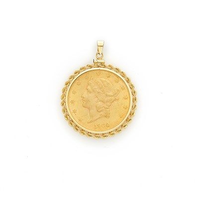Lot 1092 - Gold and United States Gold Coin Pendant