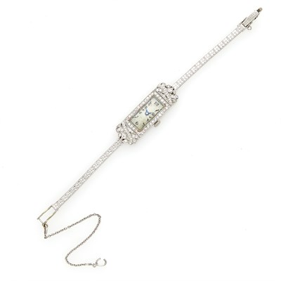 Lot 1181 - Platinum and Diamond Wristwatch