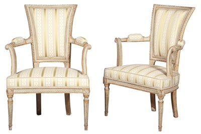 Lot 520 - Pair of Louis XVI Painted and Parcel-Gilt...