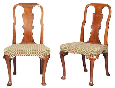 Lot 642 - Pair of George II Walnut Side Chairs Mid-18th...