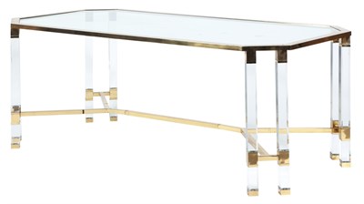 Lot 303 - Lucite and Brass Dining Table In the style of...