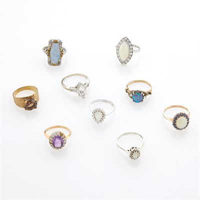 Lot 1151 - Group of Gold, Silver-Gilt, Platinum, Gem-Set and Simulated Stone Rings