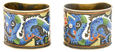 Lot 194 - Pair of Russian Silver-Gilt and Cloisonné...