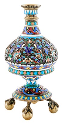 Lot 201 - Russian Silver-Gilt and Cloisonné Enamel Scent...