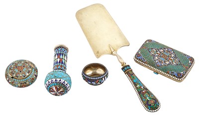 Lot 319 - Group of Russian Silver and Cloisonné Enamel...