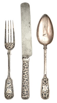 Lot 325 - Assembled Set of Russian Silver-Gilt and...