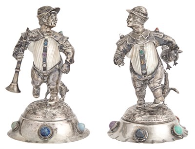 Lot 277 - Two German Gem-Set Silver and Shell Figures...