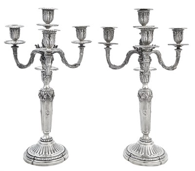 Lot 274 - Pair of French Silver Four-Light Candelabra...