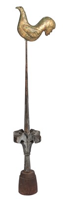 Lot 271 - Copper Hen Form Weathervane Mounted on a pole...