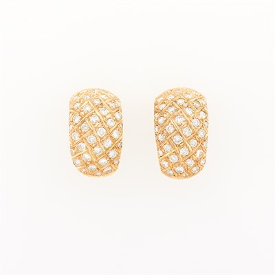 Lot 1036 - Pair of Gold and Diamond Earrings