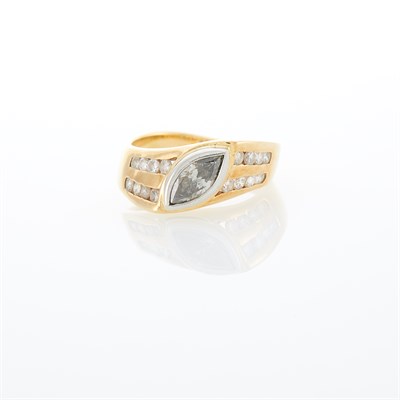 Lot 1107 - Gold, Colored Diamond and Diamond Ring