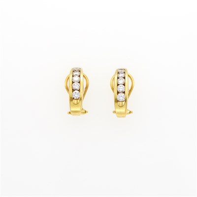 Lot 1104 - Pair of Gold and Diamond Earrings