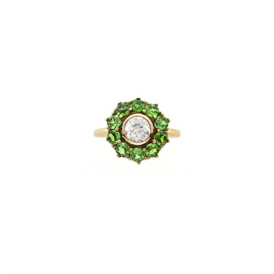 Lot 13 - Gold, Diamond and Demantoid Garnet Ring