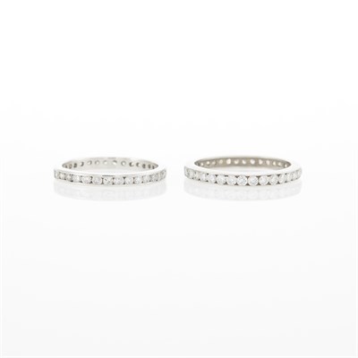 Lot 83 - Pair of Platinum and Diamond Band Rings
