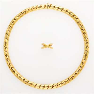 Lot 1124 - Gold Necklace, France and Tiffany & Co. Gold Ring