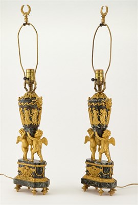 Lot 514 - Pair of Louis XVI Style Gilt-Bronze and Green...