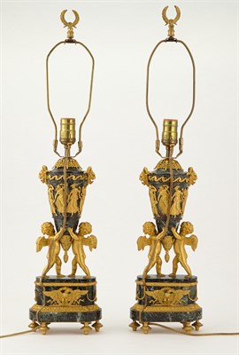 Lot 514 - Pair of Louis XVI Style Gilt-Bronze and Green...