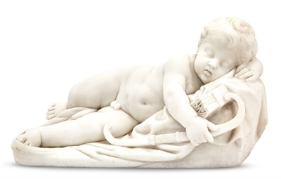 Lot 285 - Carved Marble Figure of Sleeping Cupid After...