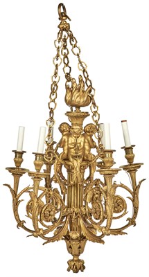 Lot 365 - French Ormolu Six-Light Chandelier 19th...