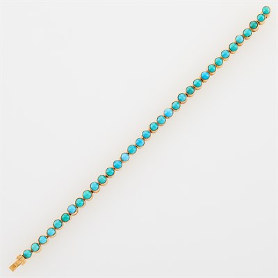 Lot 1005 - Gold and Turquoise Bracelet