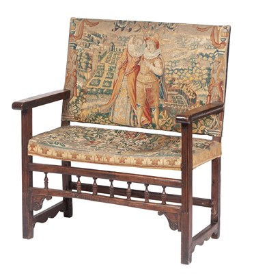 Lot 553 - Italian Walnut and Tapestry-Upholstered Bench...