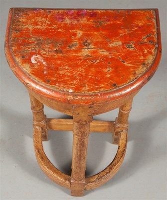 Lot 592 - Assembled Pair of Painted Oak-Joined Stools...