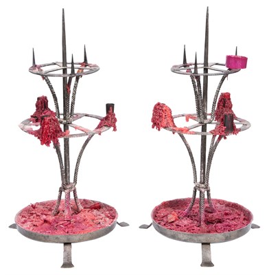 Lot 567 - Pair of Wrought-Iron Two-Tier Standing...