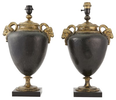 Lot 585 - Pair of Patinated and Gilt-Metal Urn-Form...