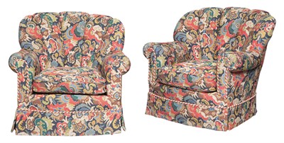 Lot 282 - Pair of Upholstered Armchairs Height 33 inches,...