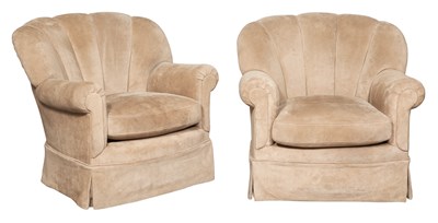 Lot 285 - Pair of Suede-Upholstered Armchairs Height 32...