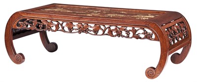 Lot 257 - Chinese Soapstone Inlaid Wood Low Table 20th...