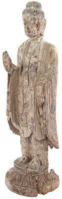 Lot 1031 - A Chinese Carved and Polychromed Wood Figure...