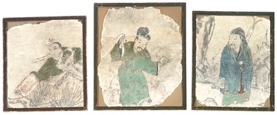 Lot 251 - Three Chinese Fresco Fragments 20th Century...