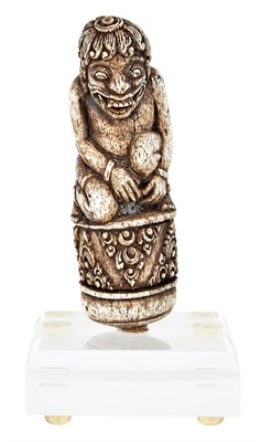 Lot 160 - A Balinese Carved Bone Kris Handle 19th...
