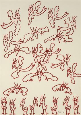 Lot 87 - James Rizzi American, 1950-2011 Flamingo Flock...