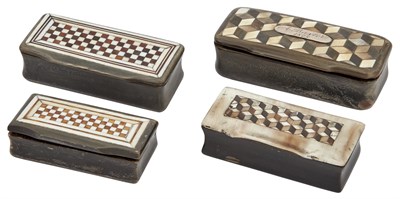 Lot 215 - Group of Four Horn and Parquetry Inlaid Bone...