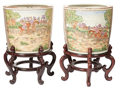Lot 244 - A Pair of Chinese Porcelain "Hunt Scene"...