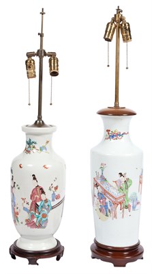Lot 250 - Two Chinese Enameled Porcelain Vases Mounted...