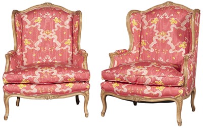Lot 146 - Pair of Louis XV Style Beechwood Bergères...