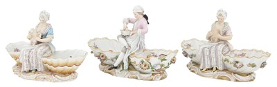 Lot 297 - Three Meissen Gilt and Hand-Painted Porcelain...