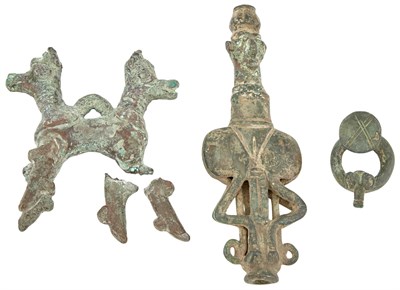 Lot 153 - Three Archaic Luristan Bronze Ritual Objects...
