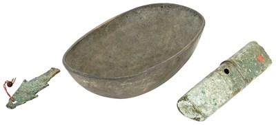 Lot 140 - Three Chinese Archaic Cast Bronze Artifacts...