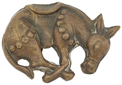 Lot 145 - A Small Tibetan Hollow-Cast Copper Alloy Mule...
