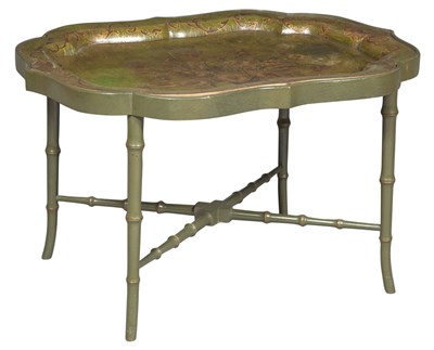 Lot 211 - Victorian Green-Painted and Parcel-Gilt Papier-...