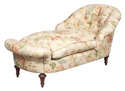 Lot 284 - Cream Floral-Upholstered Chaise Longue Height...