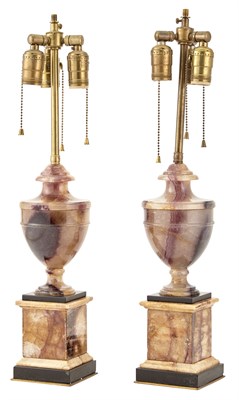 Lot 664 - Pair of Bluejohn and Slate Lamps Partially...