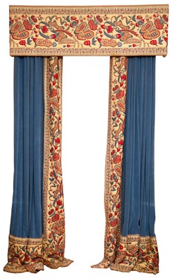 Lot 68 - Two Pairs of Blue Velvet Curtains with Quilted...