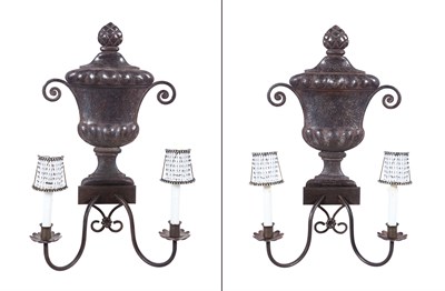 Lot 303 - Pair of Neoclassical Style Patinated Iron...