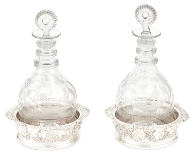 Lot 314 - Pair of Georgian Etched Glass Decanters and...